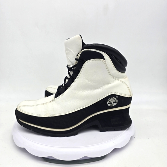 Timberland Shoe Women's 7M Euro Dub Spin Ankle Boots White & Black Leather - Picture 1 of 9